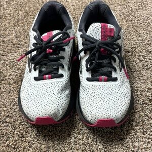 White and Pink Athletic Shoes